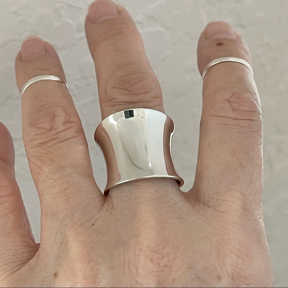 Sterling Silver Concave Ring, Boho Ring, Silver R… - image 6